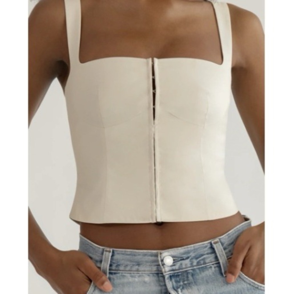 NWT Orseund Iris Minimal Bustier Womens S Cream/White Minimalist Corset Luxury